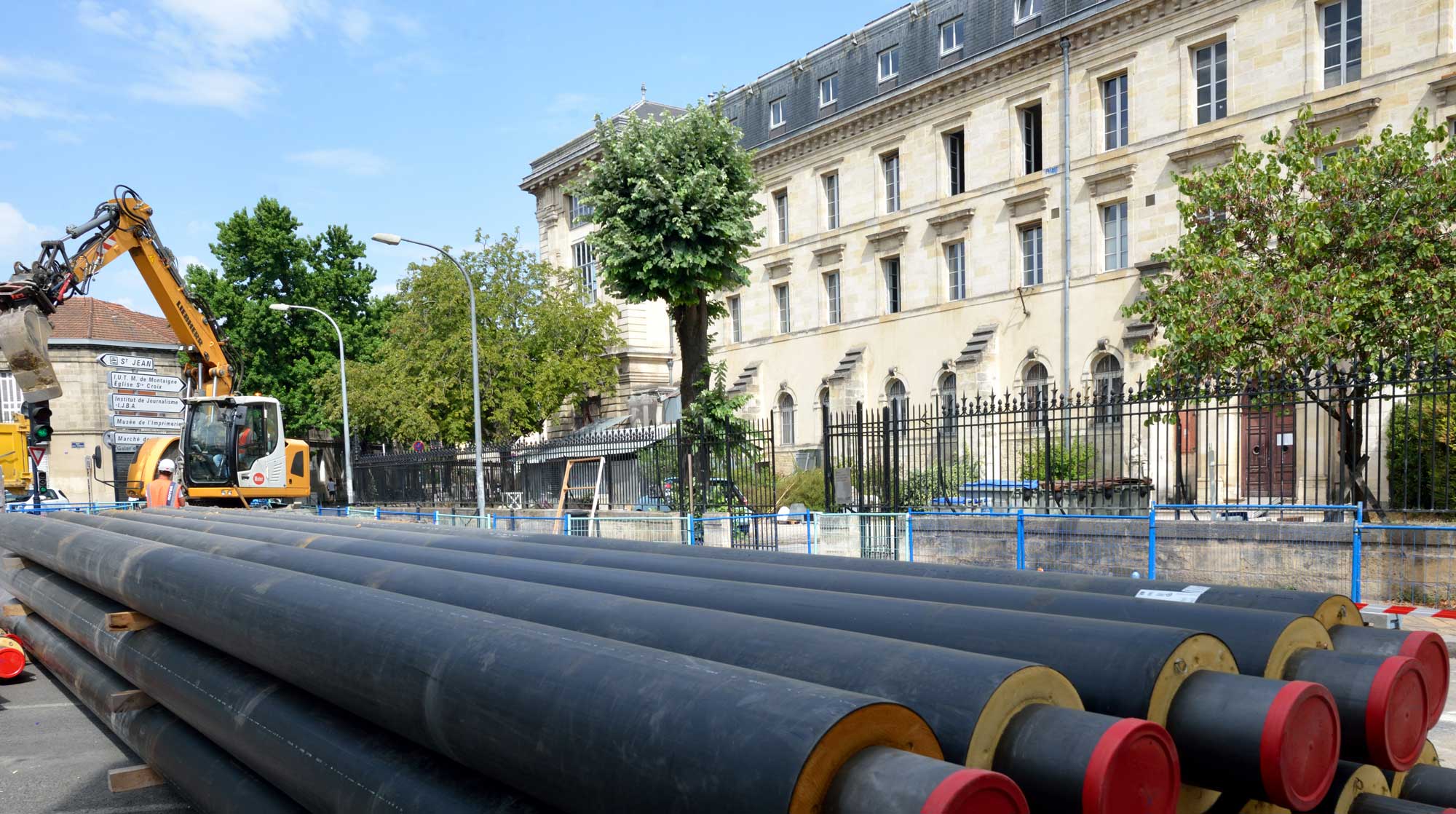 Chantier École des Beaux Arts - pose canalisations