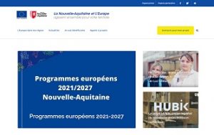 Capture d'écran du site internet de l'UE en Nouvelle Aquitaine